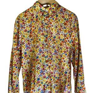 Gorgeous Oxford Liberty of London Boxy Oversized Cotton Button-Down UK 16